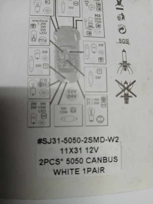Eaglight 31mm Festoon T11 White CANBUS LED Bulbs (1 Pair) 2